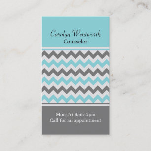 Grey & Aqua Chevron Custom Business Card