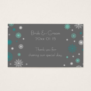 Grey Aqua Snowflakes Winter Wedding Favour Tags