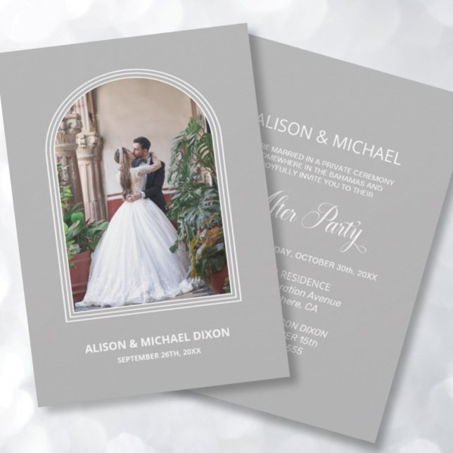 Grey Arch Custom Photo Wedding Reception Invitation (Creator Uploaded)