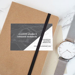 Grey Architectural Blueprint Business Card