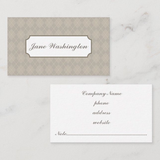Grey Argyle Business Card (Front/Back)