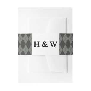 Grey Argyle Invitation Belly Band
