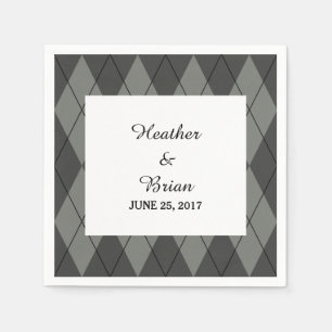 Grey Argyle Paper Napkins