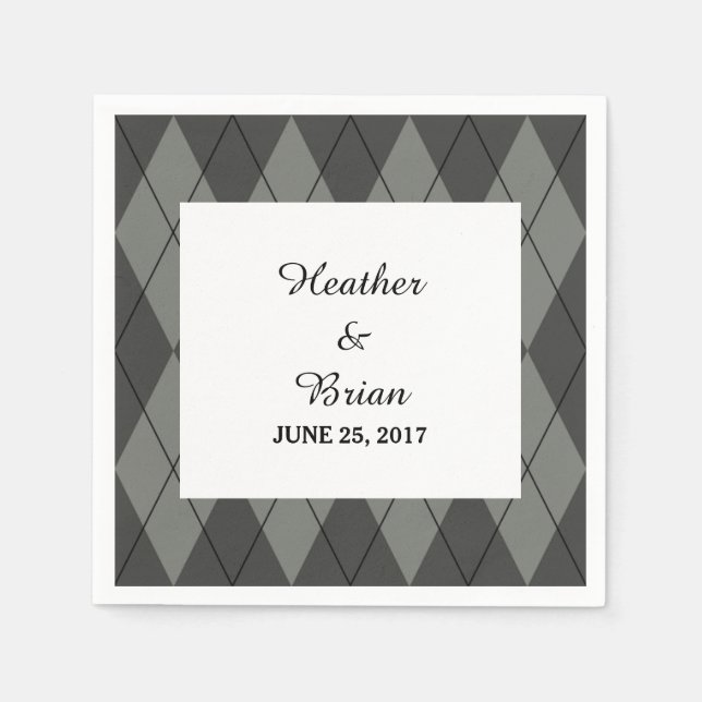 Grey Argyle Paper Napkins (Front)