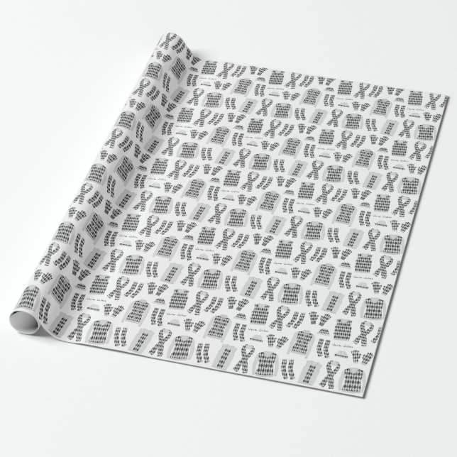Grey Argyle Pattern Items Wrapping Paper (Unrolled)
