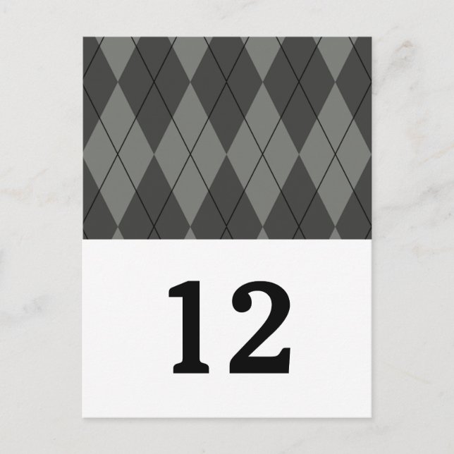 Grey Argyle Table Number Postcard (Front)