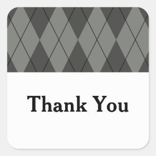 Grey Argyle Wedding Thank You Stickers