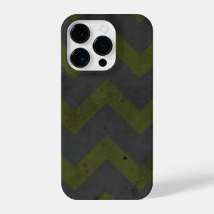 Grey army green vintage chevron pattern lines iPhone 14 pro case