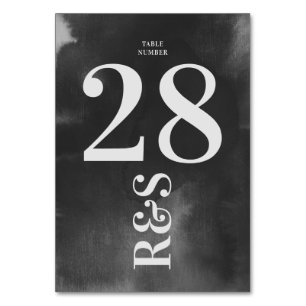 Grey Art Big Monogram Modern Bold Simple Wedding Table Number