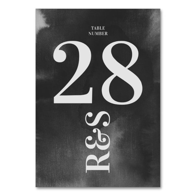 Grey Art Big Monogram Modern Bold Simple Wedding Table Number (Front)
