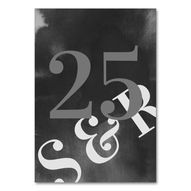 Grey Art Big Monogram Modern Bold Simple Wedding Table Number (Front)