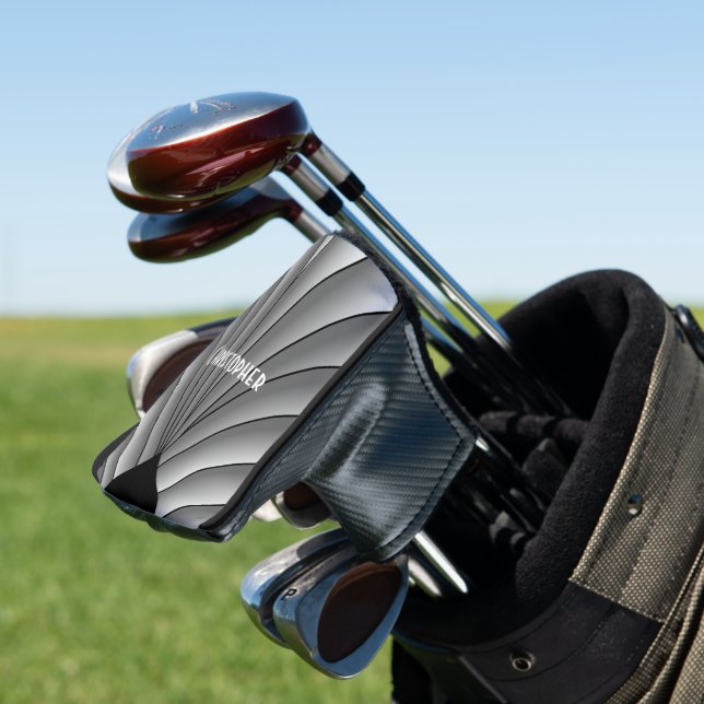 Grey Art Deco Design Golf Head Cover (In Situ)