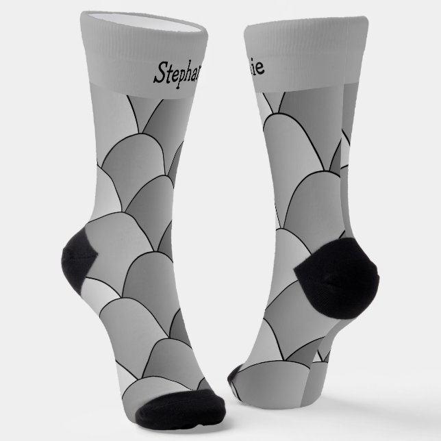 Grey Art Deco Design Socks (Angled)