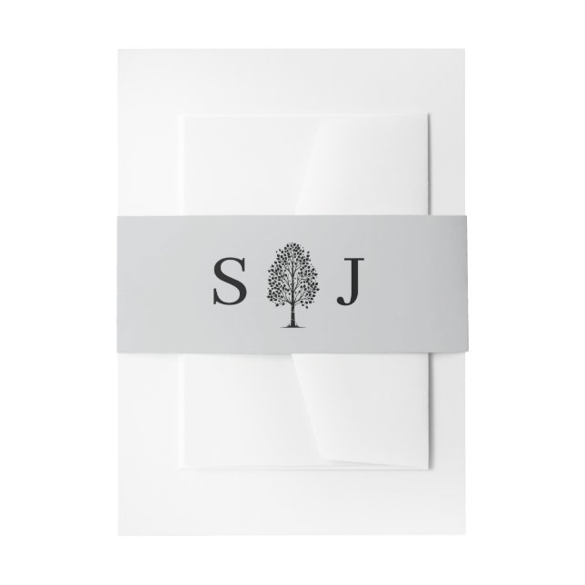 Grey Aspen Tree Wedding Invitation Belly Band (Front Example)