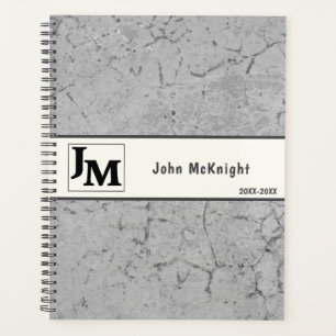 Grey Asphalt Grunge Masculine Personalised Planner