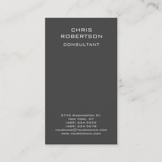 Grey Attractive Vertical Standard Business Card (Front)