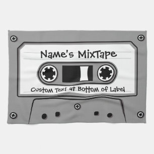 Grey Audio Cassette Tape Tea Towel
