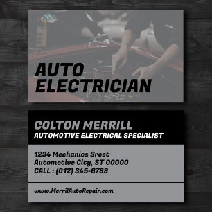 Grey Automotive Electrical Specialist Business Card