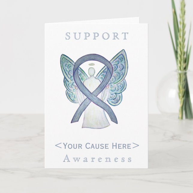 Grey Awareness Ribbon Angel Customised Card (Front)