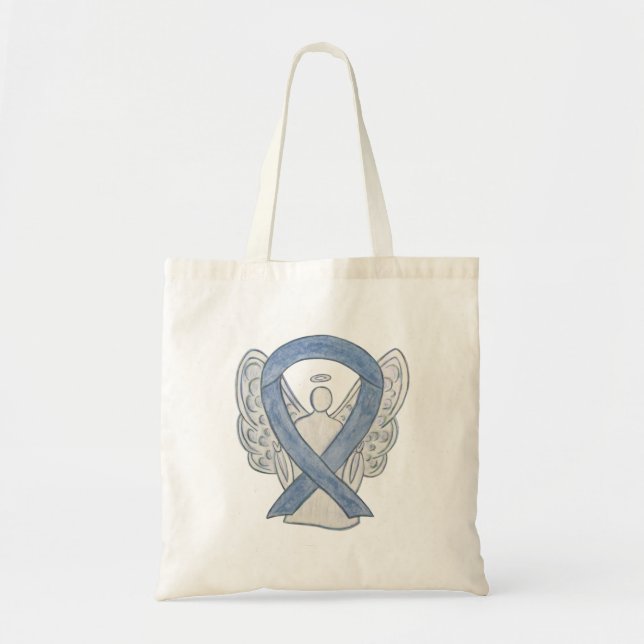 Grey Awareness Ribbon Art Custom Tote Bag (Front)