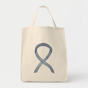Grey Awareness Ribbon Art Custom Tote Bag