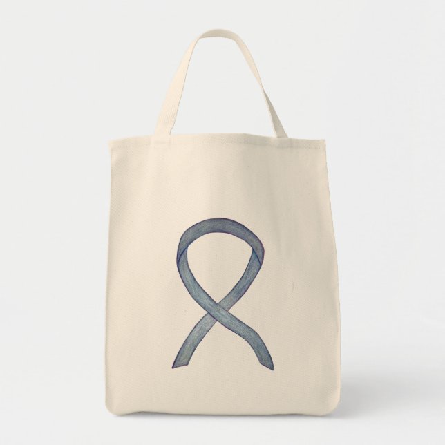 Grey Awareness Ribbon Art Custom Tote Bag (Front)