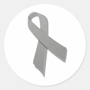 grey awareness ribbon classic round sticker