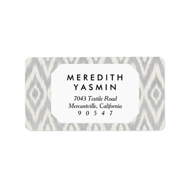 Grey Aztec Pastel Watercolor Ikat Soft Geometric Label (Front)