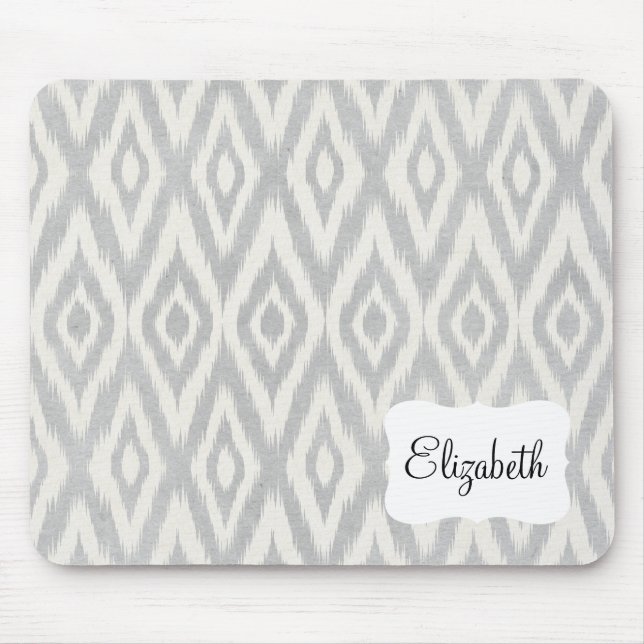 Grey Aztec Pastel Watercolor Ikat Soft Geometric Mouse Pad (Front)