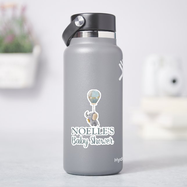Grey Baby Elephant, Hot Air Balloon in Clouds (HydroFlask)