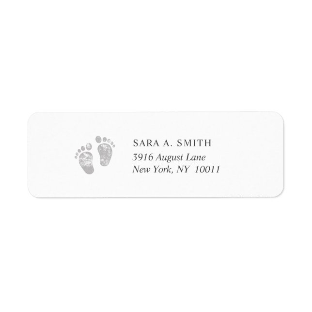 Grey Baby Footprint Return Address Label (Front)