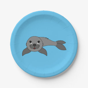 Grey Baby Seal Paper Plate