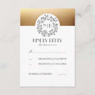 Grey Baby's Breath Gold Wedding RSVP Cards