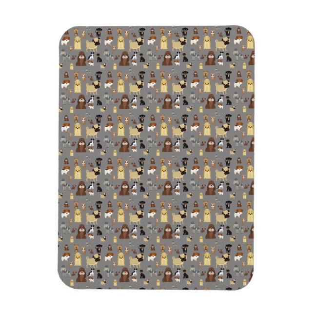 grey background dogs pattern. magnet (Vertical)