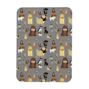 grey background dogs pattern. magnet