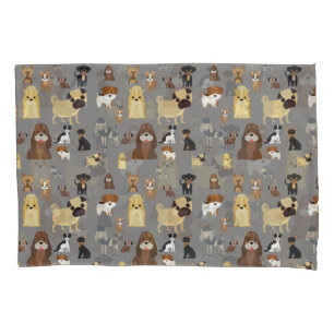 grey background dogs pattern pillowcase