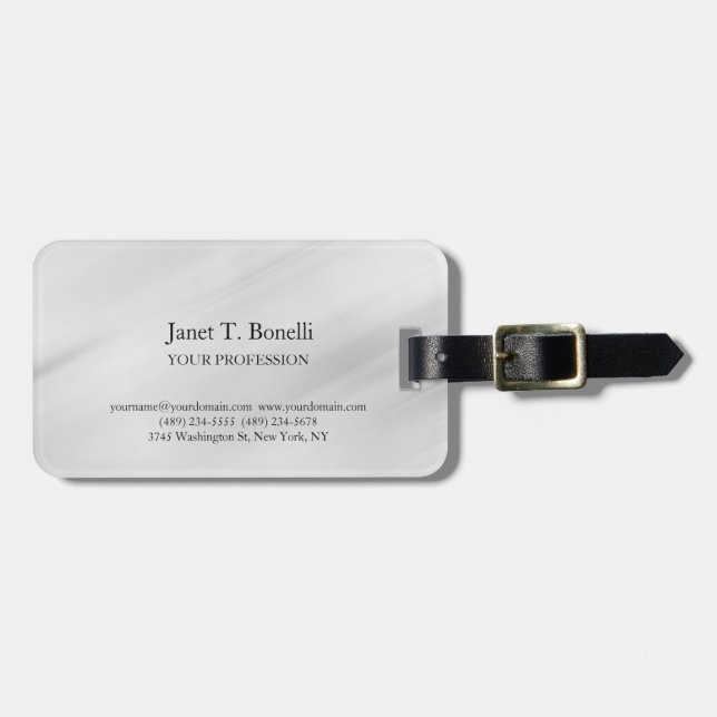 Grey Background Elegant Plain Simple Professional Luggage Tag (Front Horizontal)