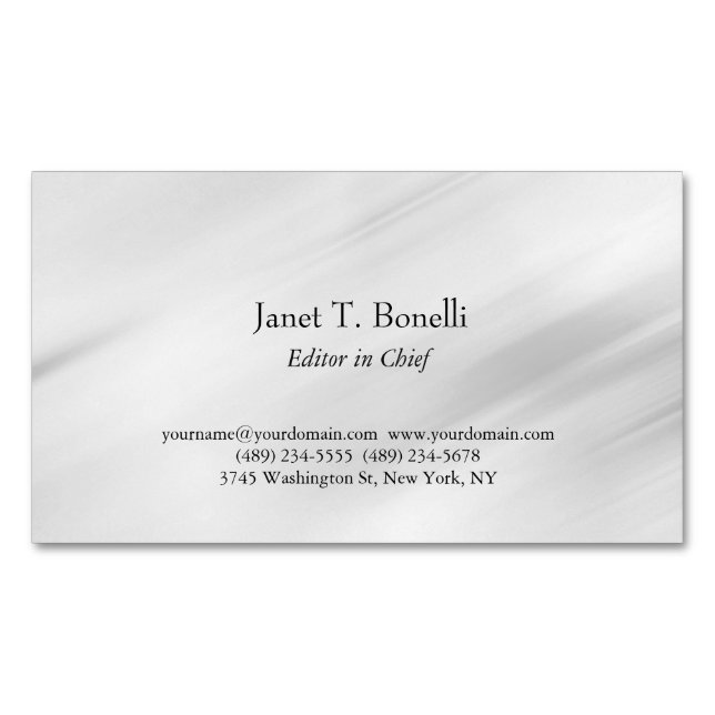Grey Background Elegant Plain Simple Professional Magnetic Business Card (Front)