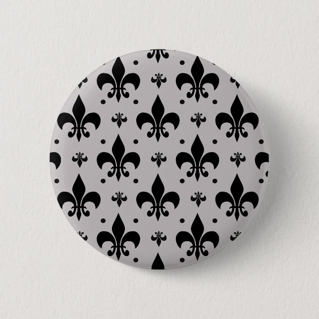 Grey Background Fleur-de-lis Pattern Design  6 Cm Round Badge (Front)