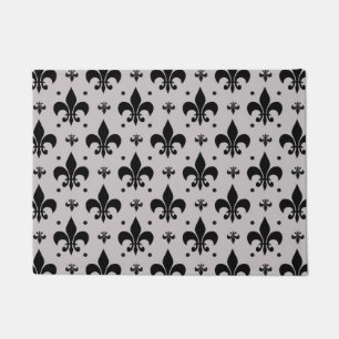 Grey Background Fleur-de-lis Pattern Design Doormat