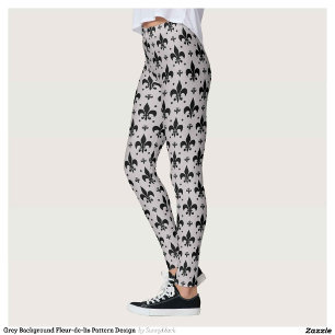 Grey Background Fleur-de-lis Pattern Design Leggings
