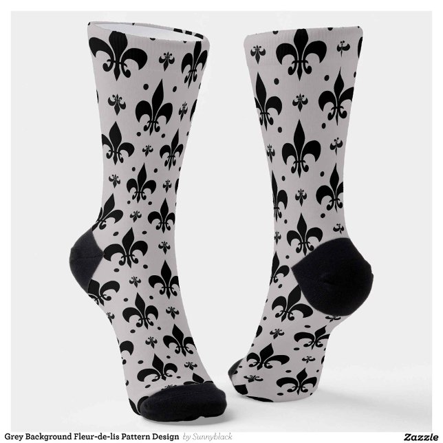 Grey Background Fleur-de-lis Pattern Design  Socks (Creator Uploaded)