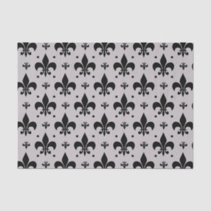 Grey Background Fleur-de-lis Pattern Design Tissue Paper
