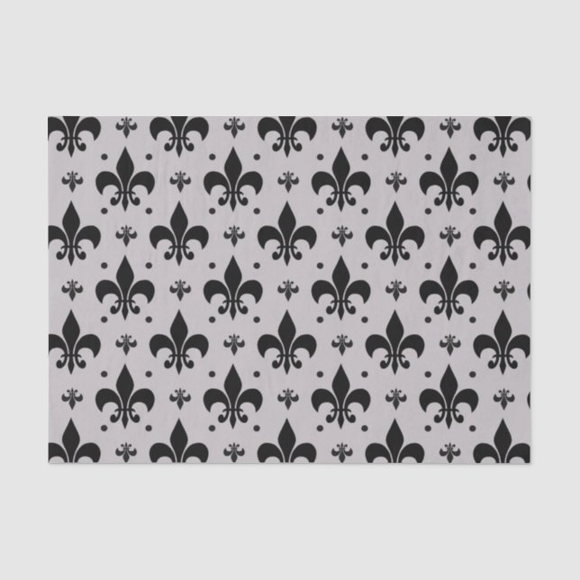 Grey Background Fleur-de-lis Pattern Design  Tissue Paper (Front)