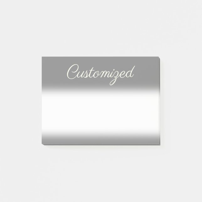 Grey Background & Ivory Script Style Custom Name Post-it Notes (Front)