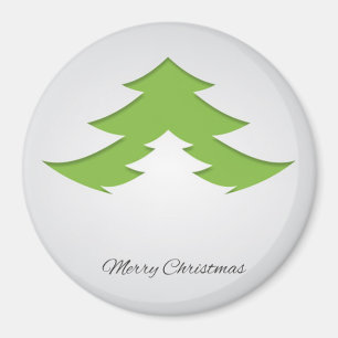 Grey Background With Christmas Tree Magnet