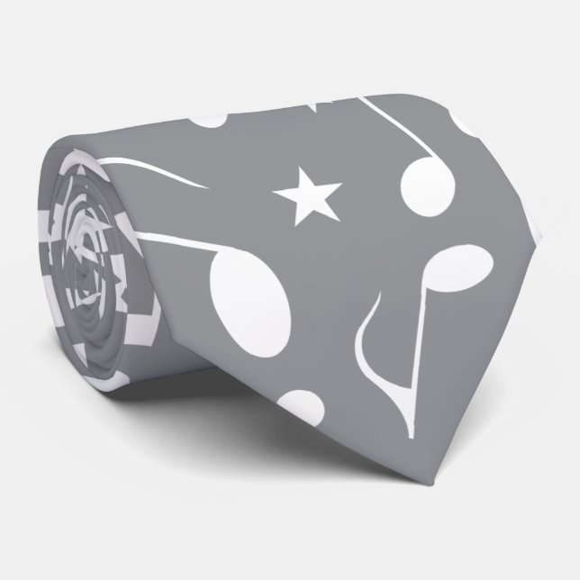 Grey Background with white notes tie 2 (Rolled)