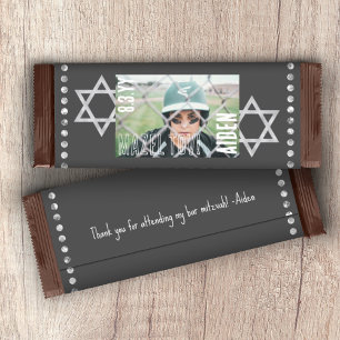 Grey Bar Mitzvah Budget Candy Bar Wrapper w/ Stars