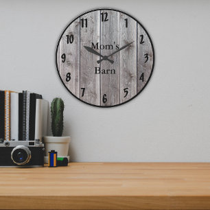 Grey Barnwood Styled Personalised Rustic Looking Large Clock