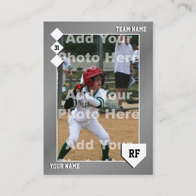 Grey Baseball Trading Card - Custom Stats (Front)